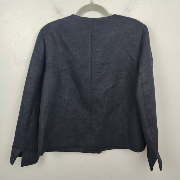 Talbots Linen Jacket Womens 12 Black Blazer Preppy Button Up Old Money - Picture 7 of 8